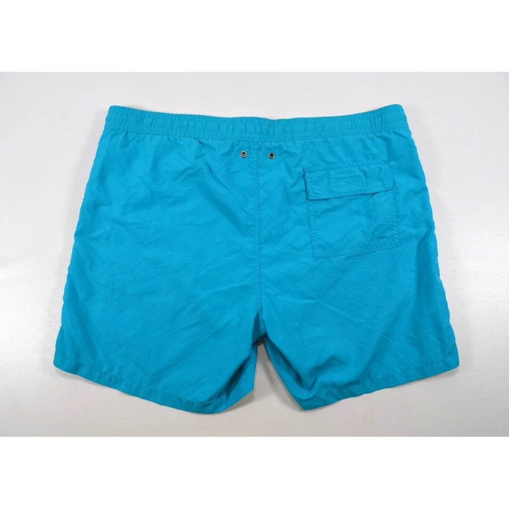 Polo Ralph Lauren Blue Swim Trunks Mens L Mesh Brief Drawstring‎ Yellow Pony